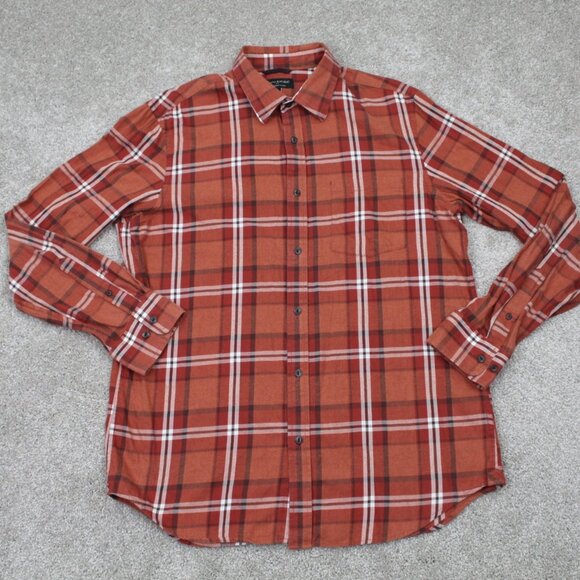 Banana Republic Shirt Mens Large Orange Lightweight Flannel Long Sleeve Cotton - Picture 2 of 13